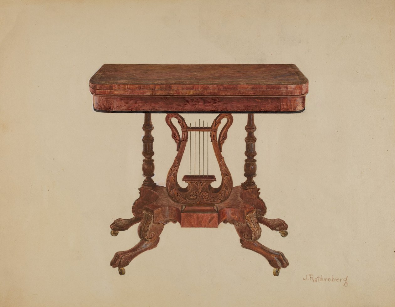 Tafel Lier Voetstuk, 1936 door Joseph Rothenberg
