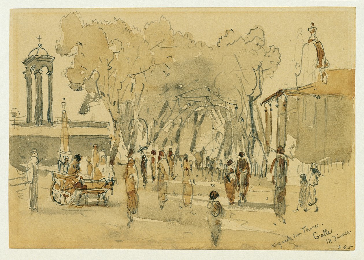 Weg naar de poort in Point de Galle op Ceylon (Sri Lanka) door Joseph Selleny