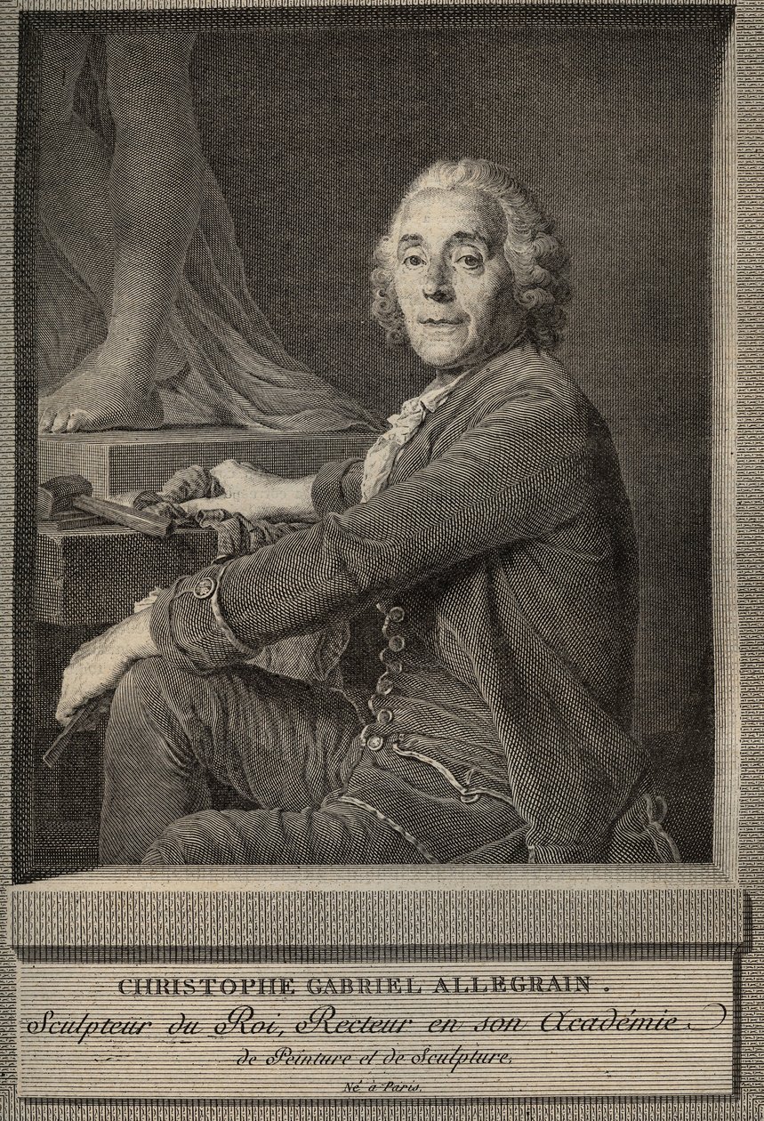 Portret van Christophe-Gabriel Allegrain (1710-1795) Franse beeldhouwer (gravure naar het schilderij van Joseph-Siffrein Duplessis) door Joseph Siffred (after) Duplessis