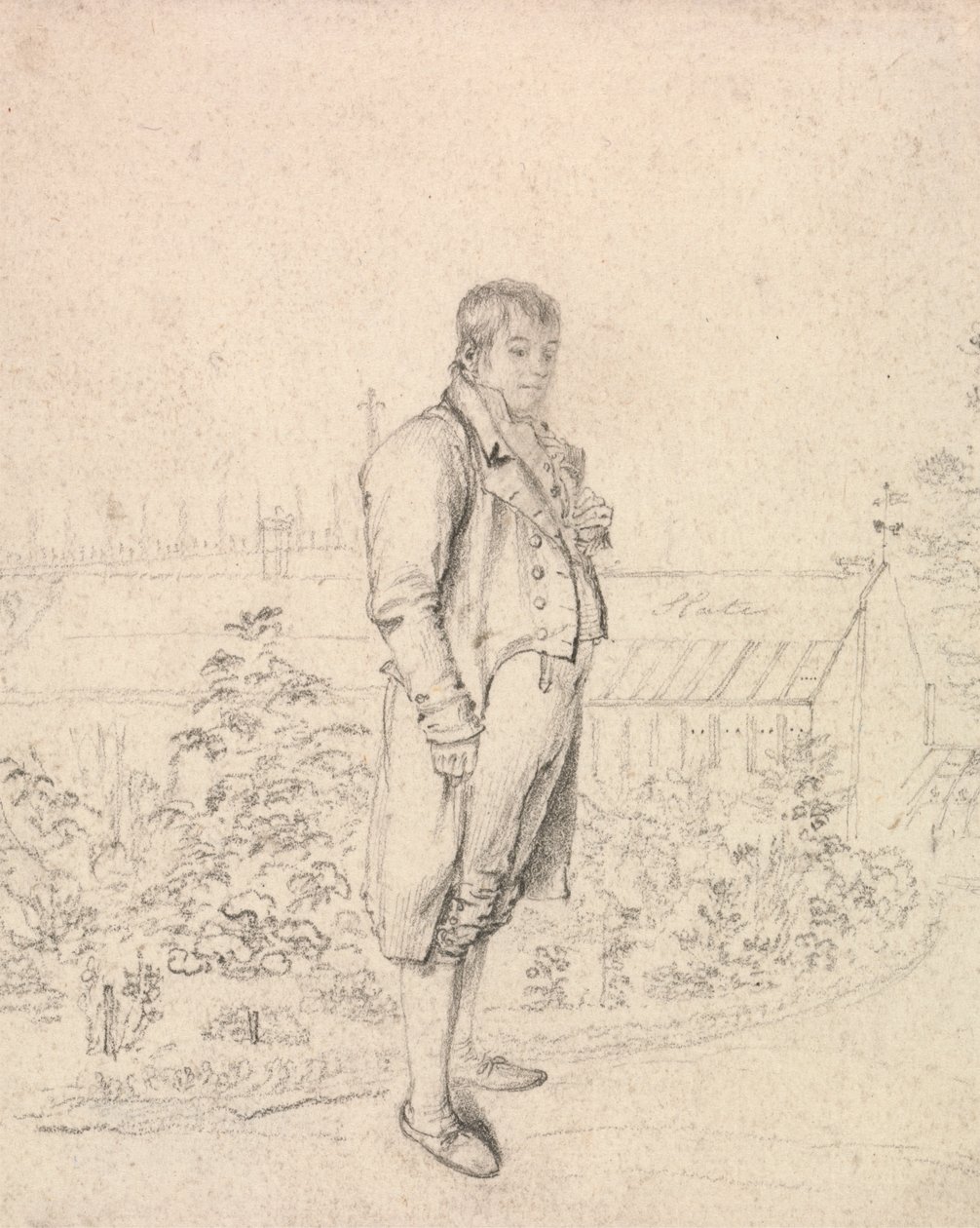 Een Schets van Sir Walter Scott in een Tuin door Joseph Slater