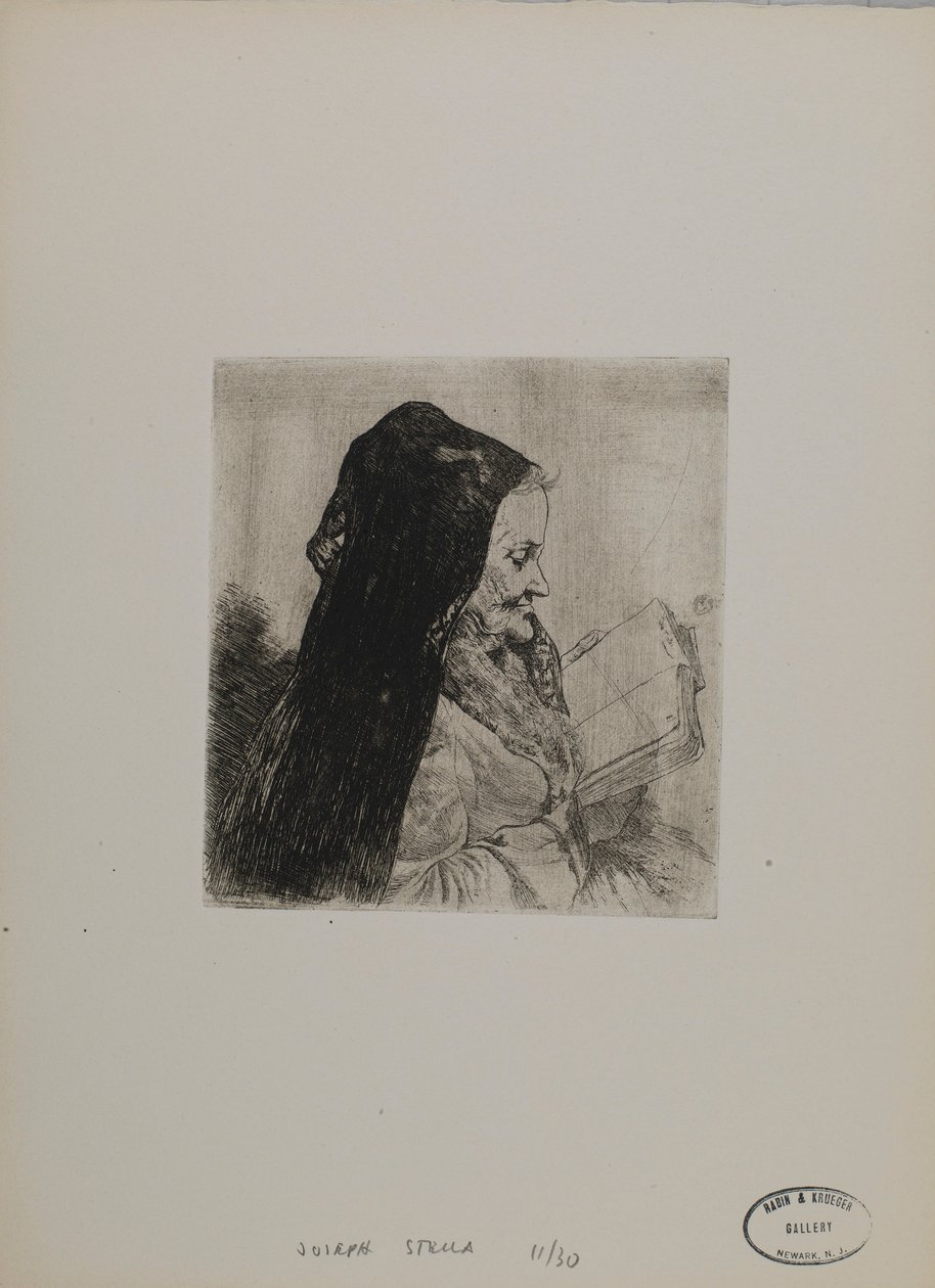 Zonder titel - Lezende oude vrouw door Joseph Stella