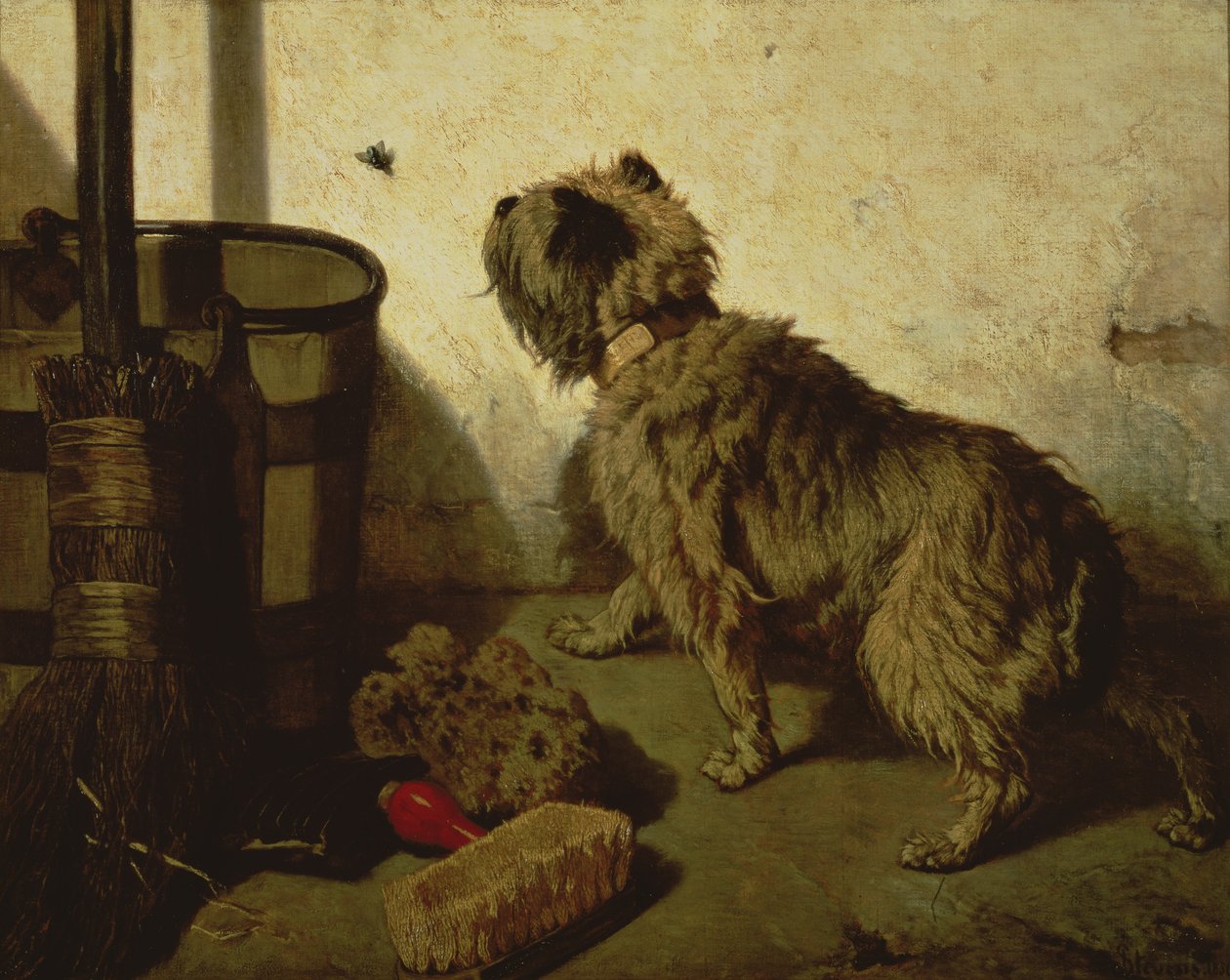 De hond en de vlieg, 1856 door Joseph Stevens