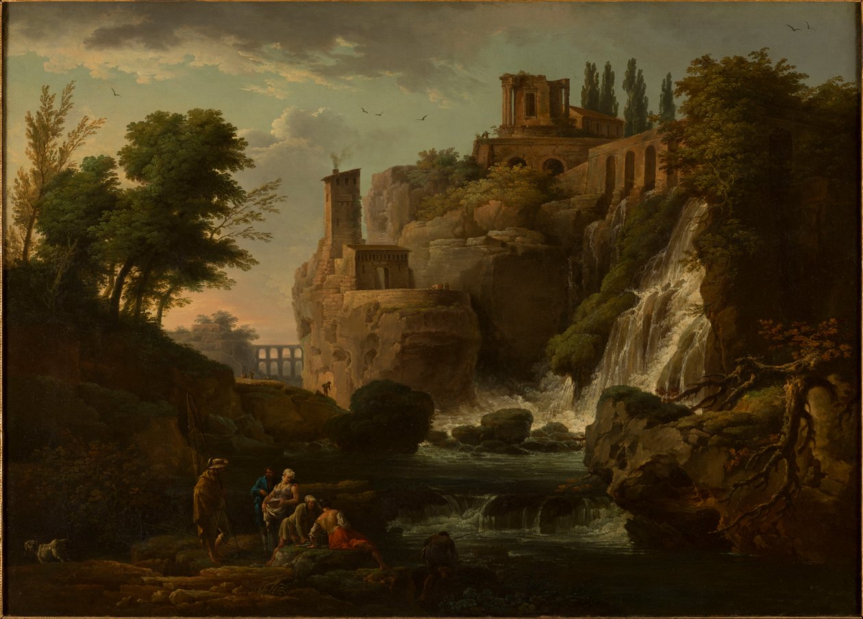 Frans: Les Cascatelles de Tivoli Landschap van Tivoli door Joseph Vernet