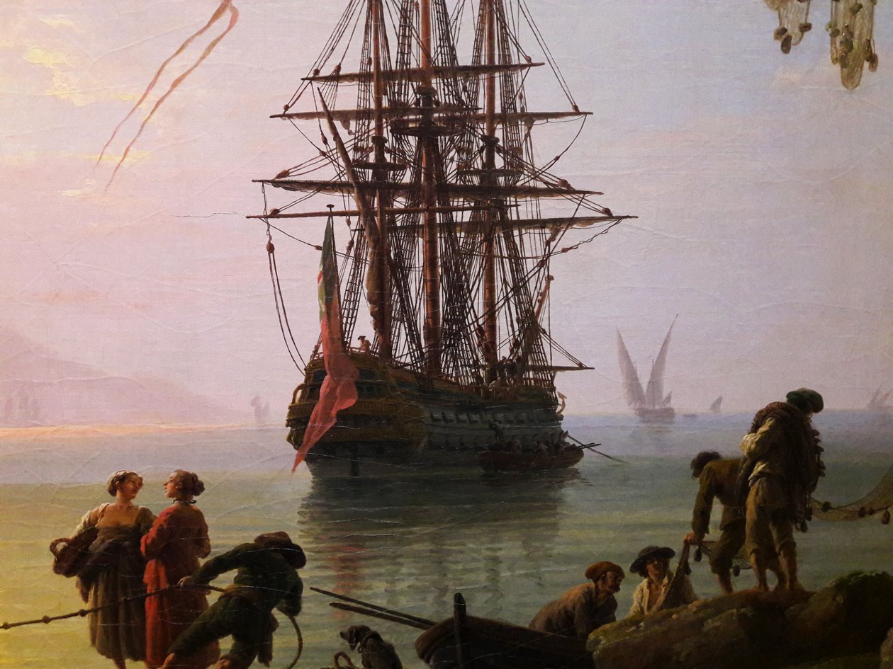 Uitzicht op een haven in de ochtend (Ochtend)


 (detail). door Joseph Vernet