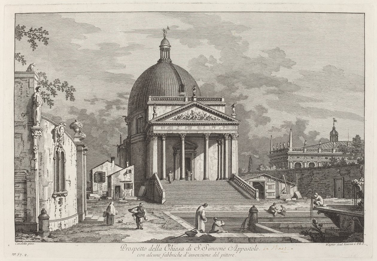 Prospetto della Chiesa di S. Simeone Apostolo, 1742 door Joseph Wagner