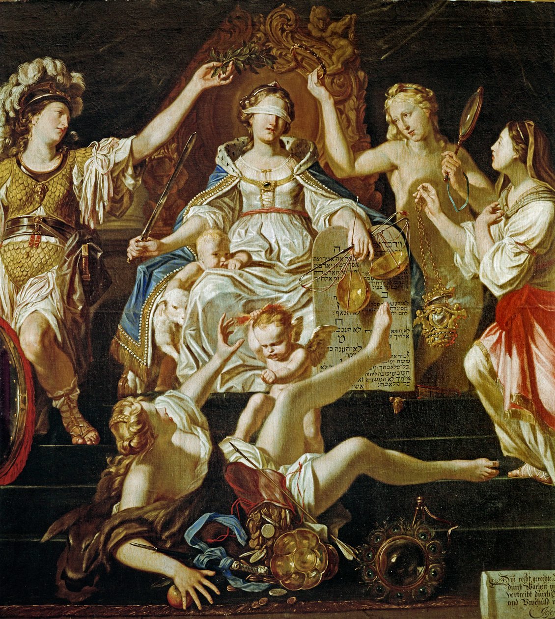 Allegorie op gerechtigheid (schilderij op doek) door Joseph Werner