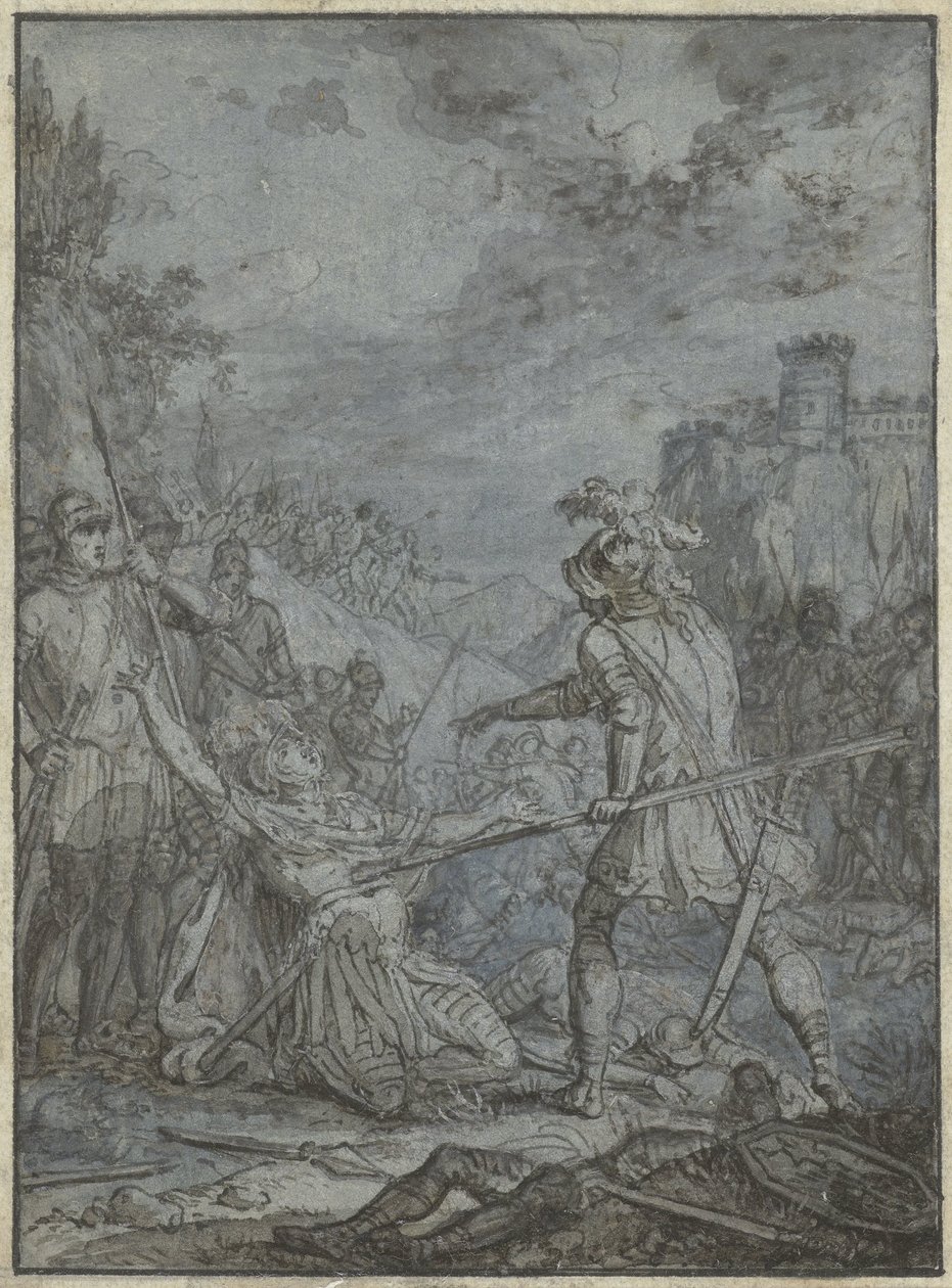 Overgave van een legeraanvoerder (Groep gelijksoortige illustraties met ridders en ruiters) door Joseph Werner