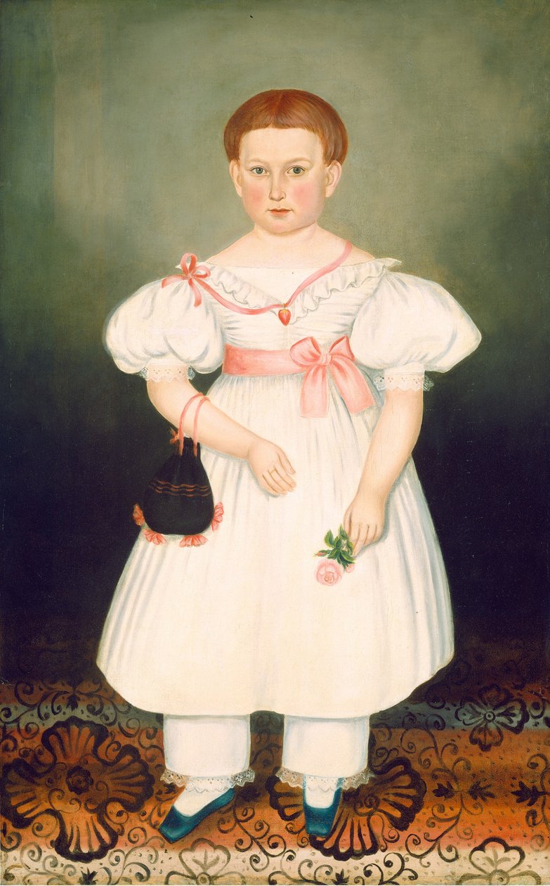 Meisje met reticule en roos, ca. 1840 door Joseph Whiting Stock