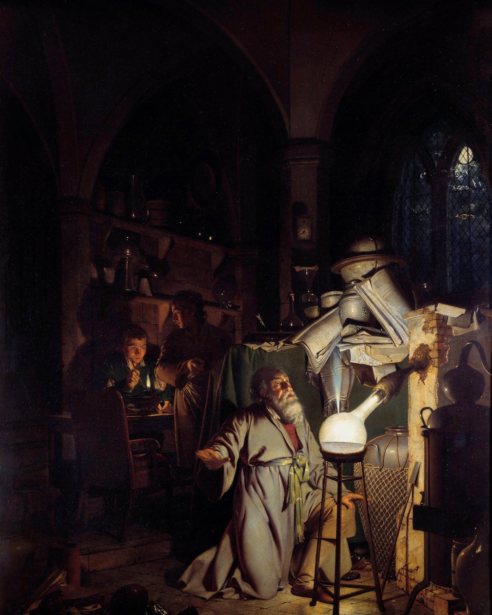 Alchemist die probeert de filosofische steen te ontdekken door Joseph Wright of Derby