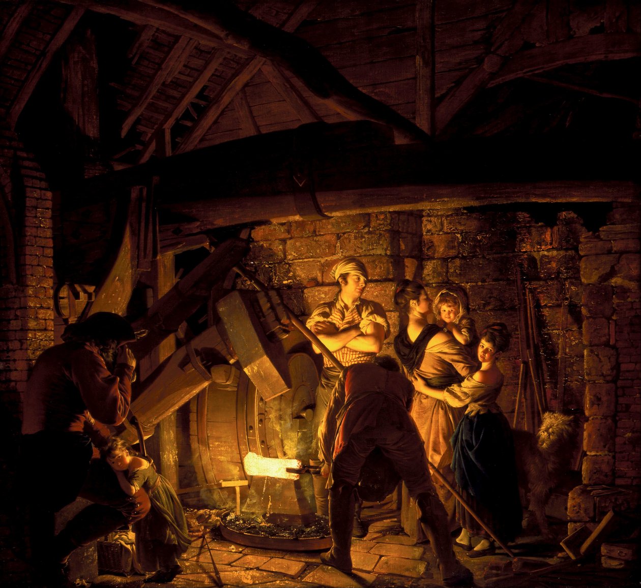 Een ijzeren smederij door Joseph Wright of Derby