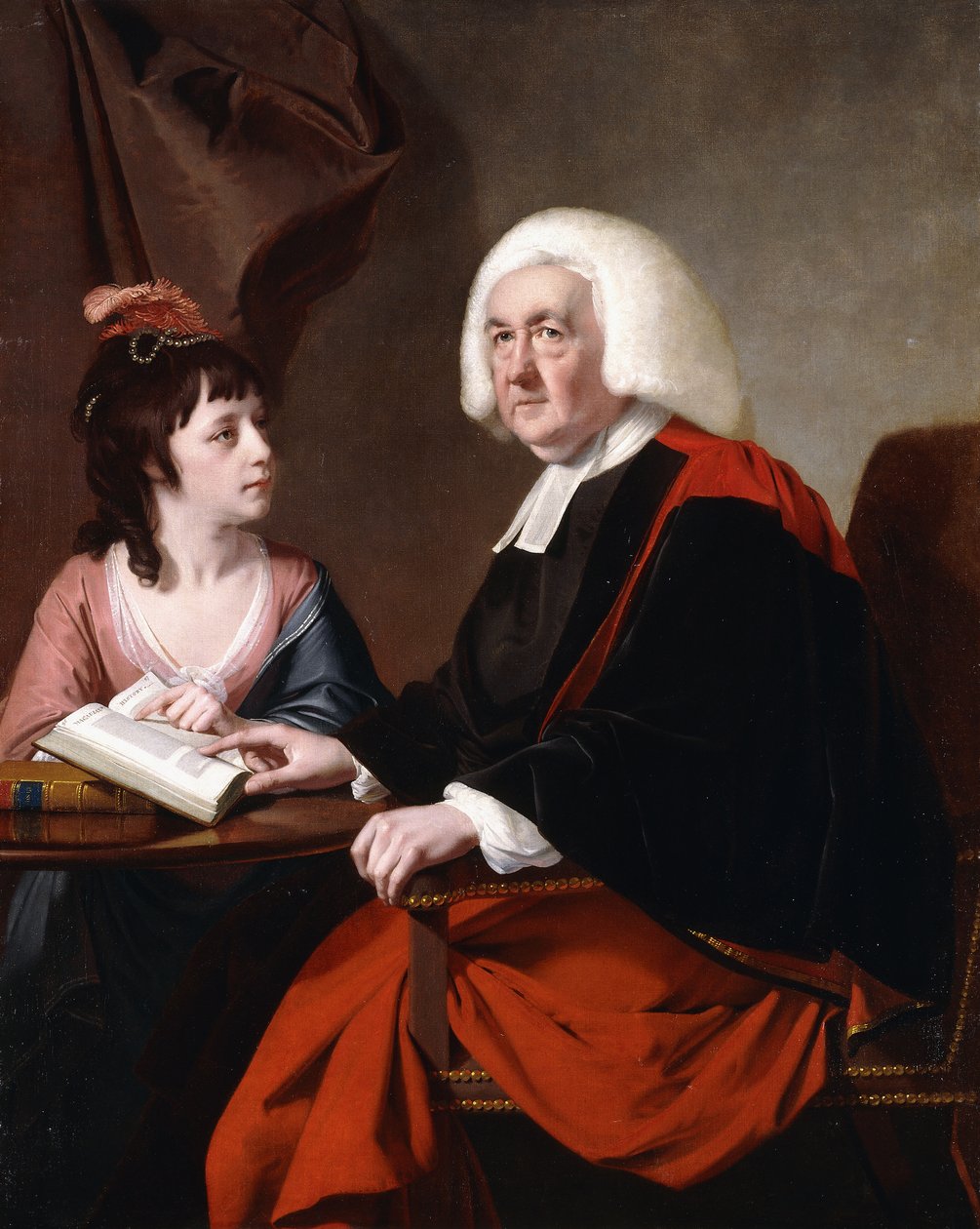 Portret van de Rev. Thoms Wilson D.D. en zijn geadopteerde dochter, Miss Catherine Macauley door Joseph Wright of Derby