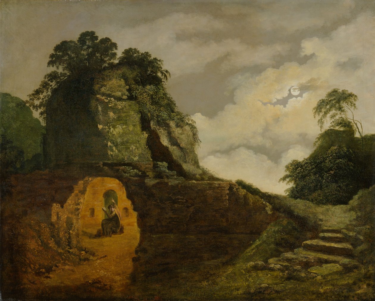 Graf van Vergilius bij maanlicht, met Silius Italicus door Joseph Wright of Derby