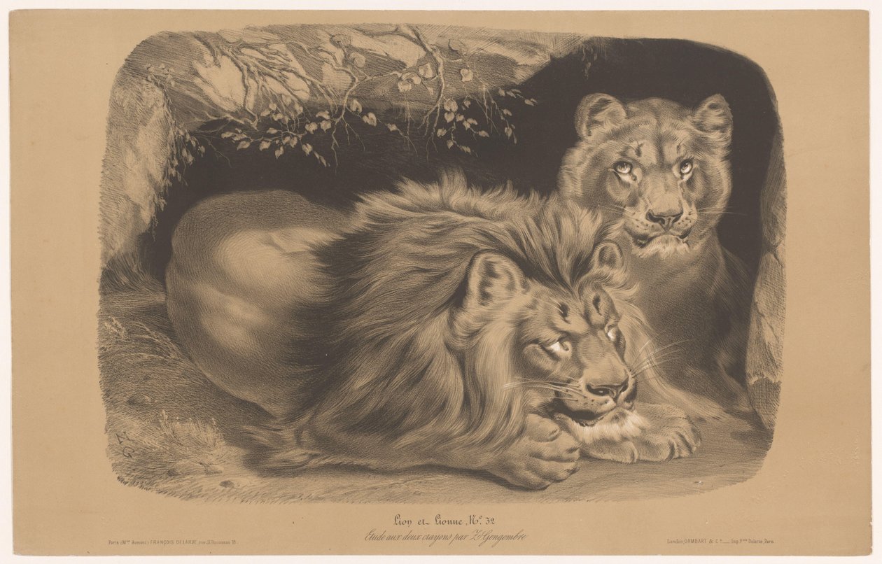 Leeuw en leeuwin door Joseph Zephyris Gengembre