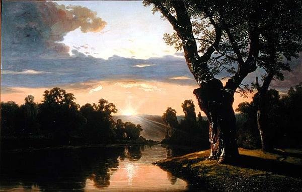 Landschap met rivier en bomen door Josephine Bowes