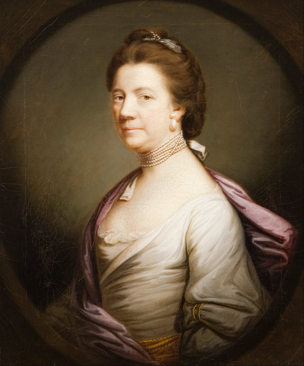Portret van een dame in het wit door Joshua Reynolds