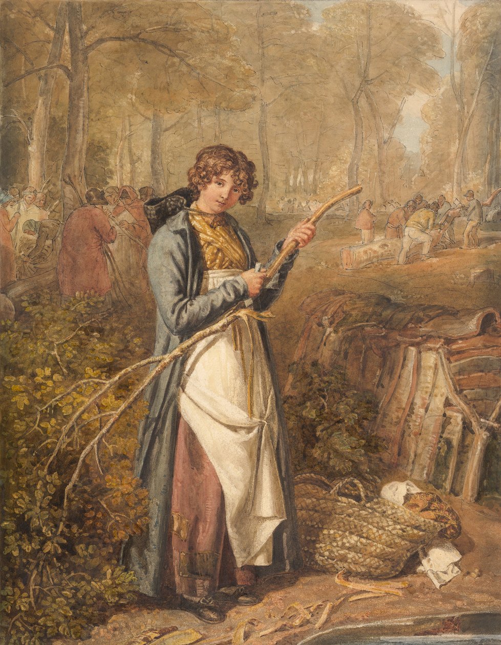 Bast schillen in Wychwood Forest, Oxfordshire, 1818 door Joshua Cristall