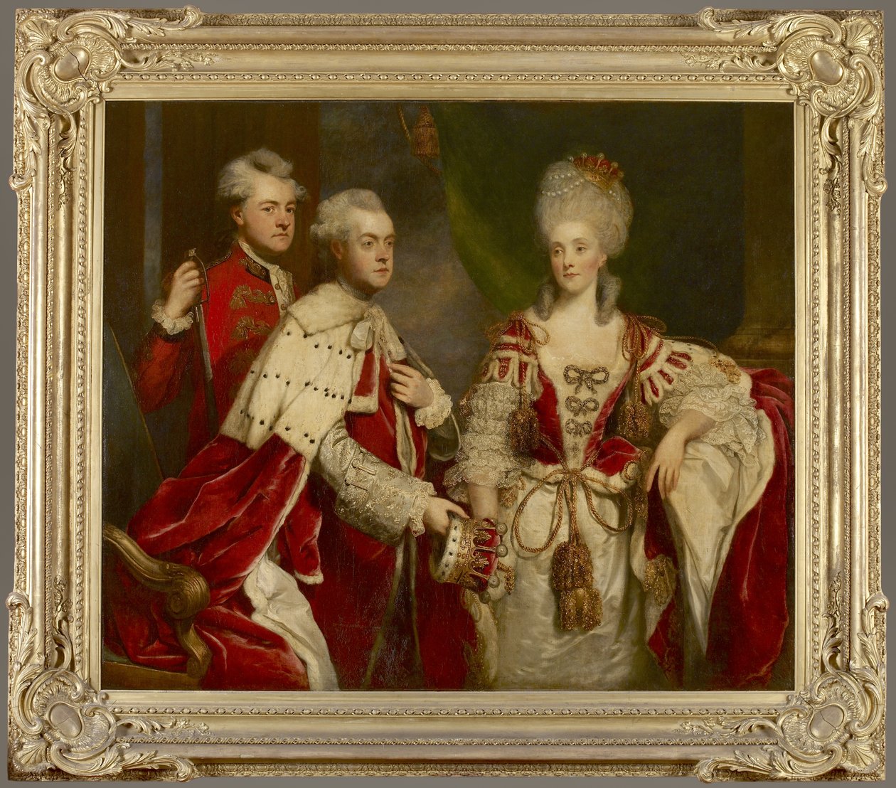 George, 2e graaf Harcourt, zijn vrouw Elizabeth en broer William, 1780 door Joshua Reynolds
