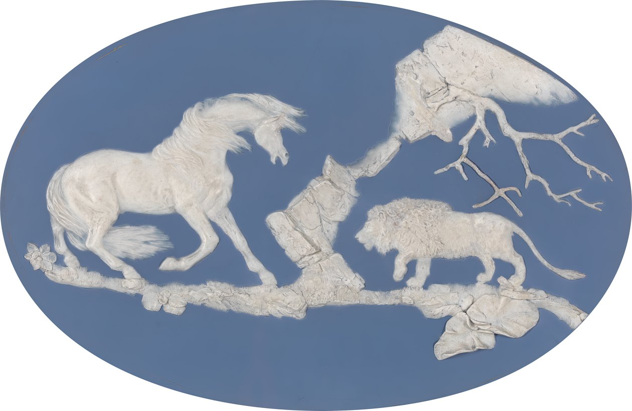 Paard geschrokken door een leeuw Episode A, gemodelleerd 1780 door Josiah Wedgwood