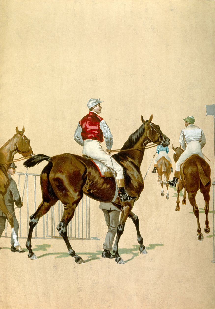 Paarden en jockeys, 20e eeuw (illustratie) door Josse Photo