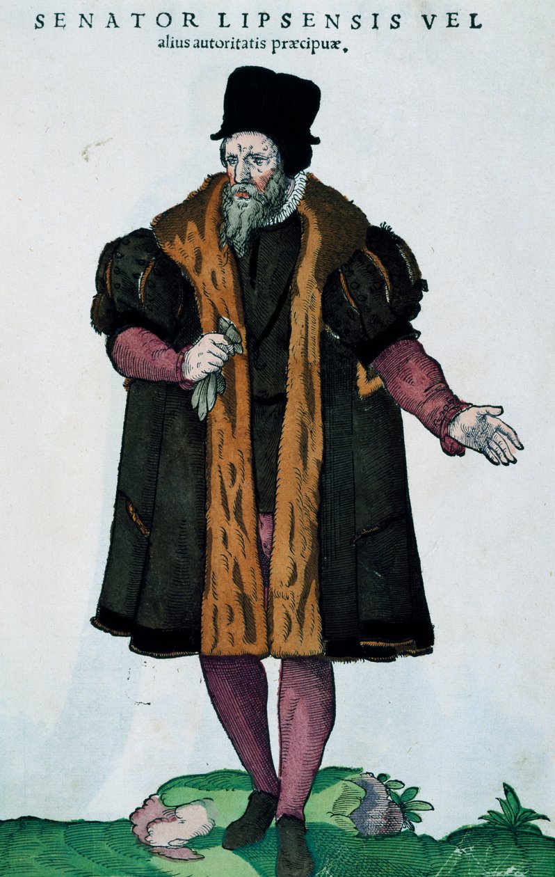 Leipzigse senator, gravure uit Habitus praecipuorum popularum door Jost Amman