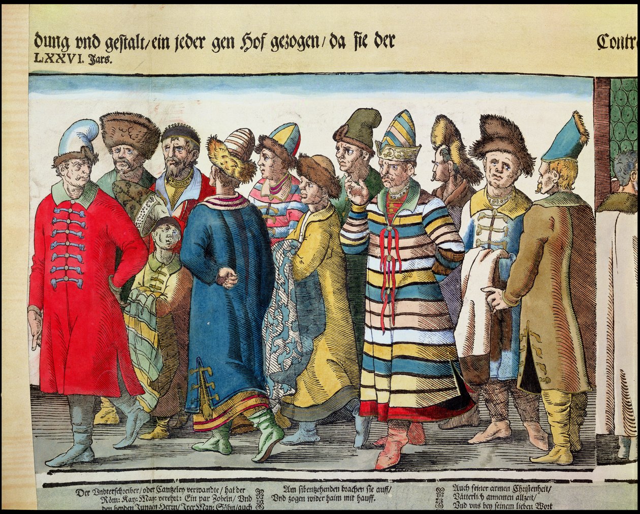 De Grote Ambassade van Ivan IV van Rusland naar de Heilige Roomse Keizer in Regensburg in 1576 (detail) door Jost Amman