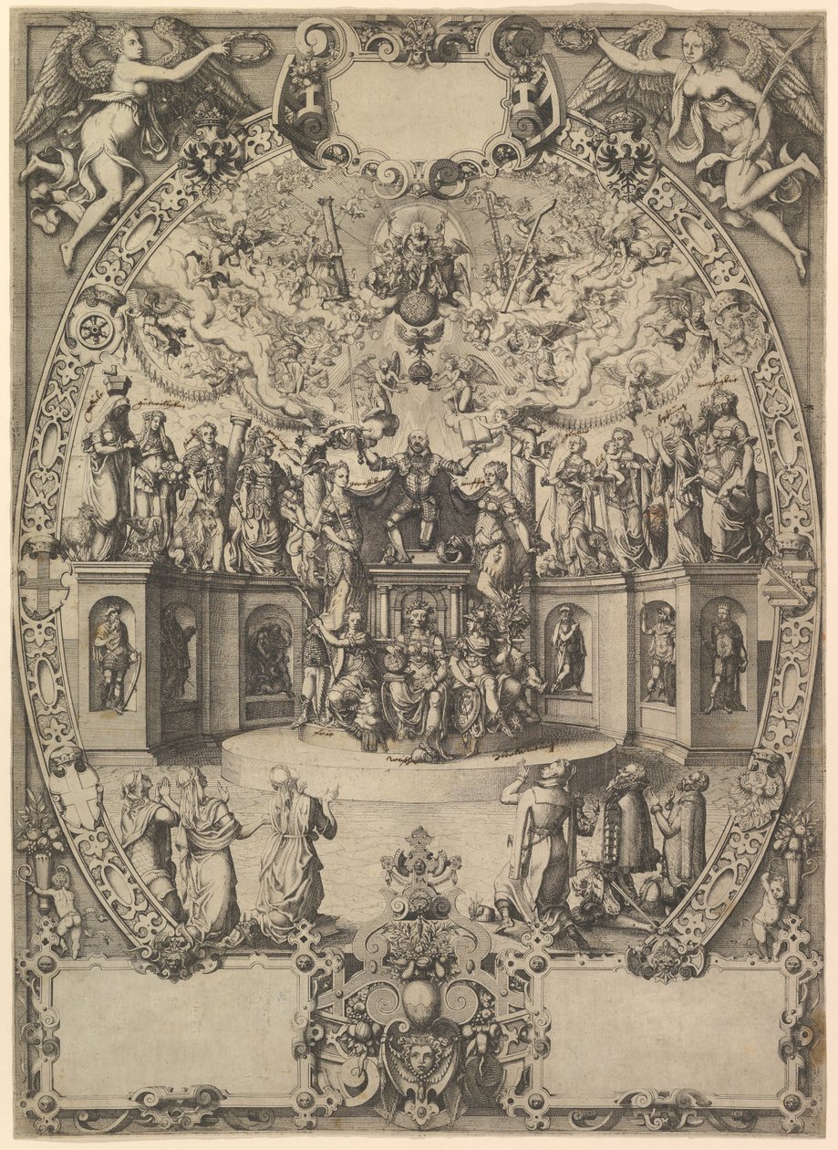 De apotheose van keizer Maximiliaan II door Jost Ammon