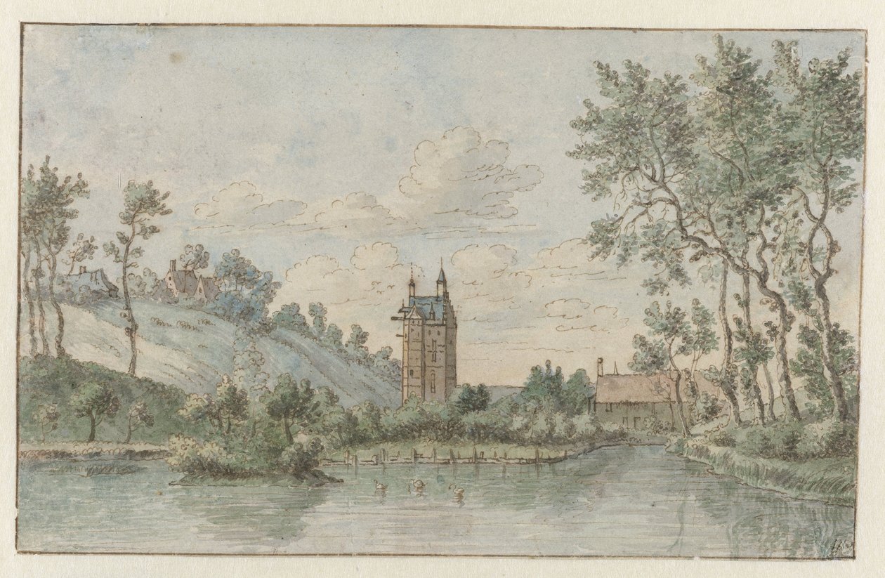 Landschap met Huis Kluys, nabij Brussel door Josua de Grave (attributed to)