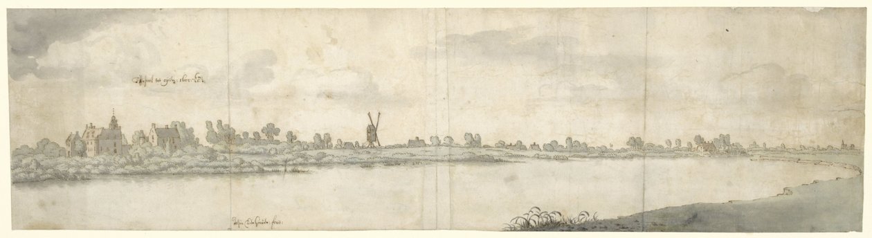 Gezicht op Kasteel Ooij, nabij Nijmegen, Noord-Brabant door Josua de Grave