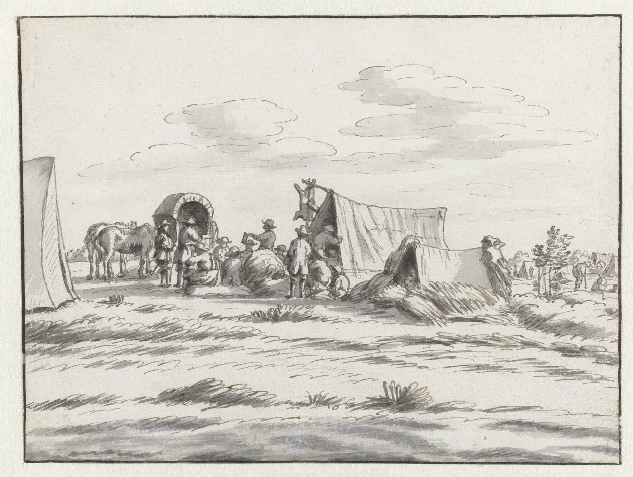 Kampement van het leger van Willem III bij Leuven door Josua de Grave