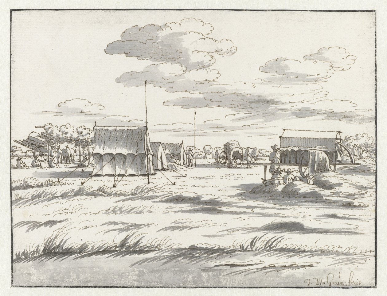 Kampement van het leger van Willem III bij Leuven door Josua de Grave