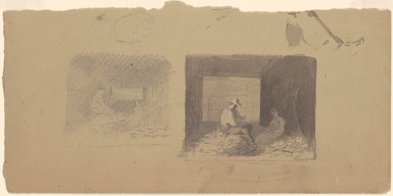 Studies van boeren die maïs doppen door Jr. Enoch Wood Perry