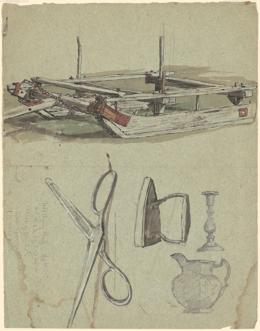 Studies van een Slee en Diverse Huishoudelijke Voorwerpen door Jr. Enoch Wood Perry