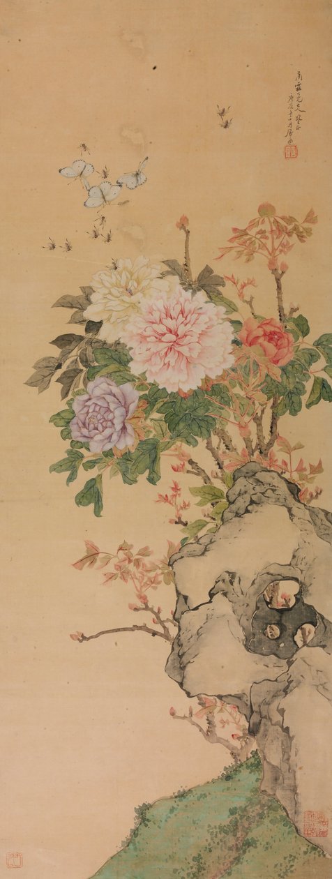 Pioenroos en vlinders door Ju Lian