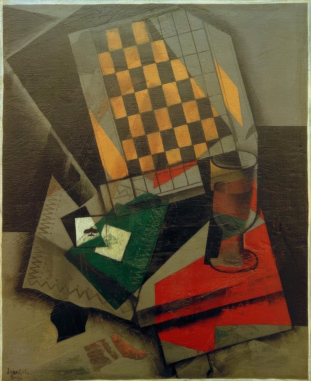 Damspel en speelkaarten door Juan Gris
