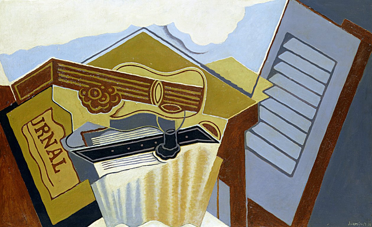 Stilleven met een Witte Wolk door Juan Gris