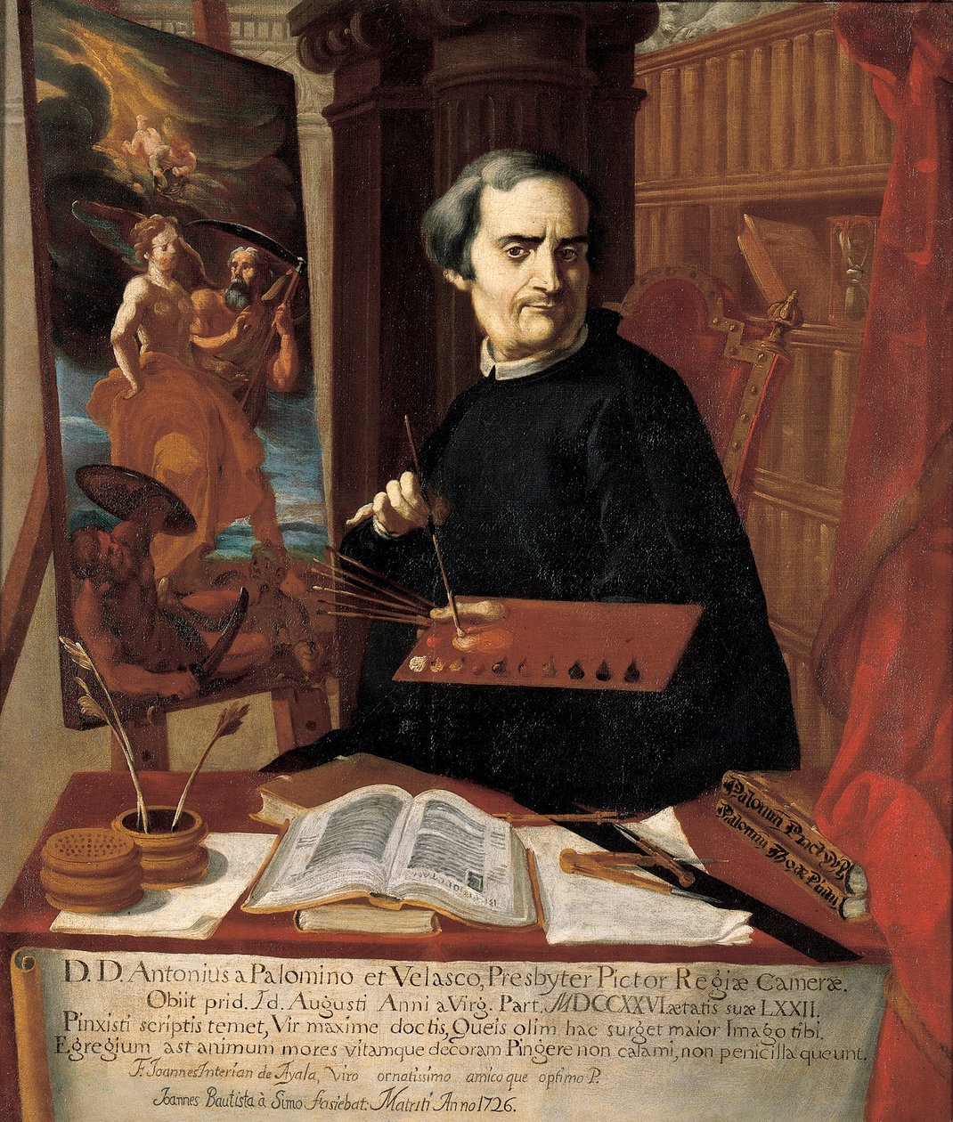Portret van Acisclo Antonio Palomino de Castro y Velasco door Juan Bautista Simo