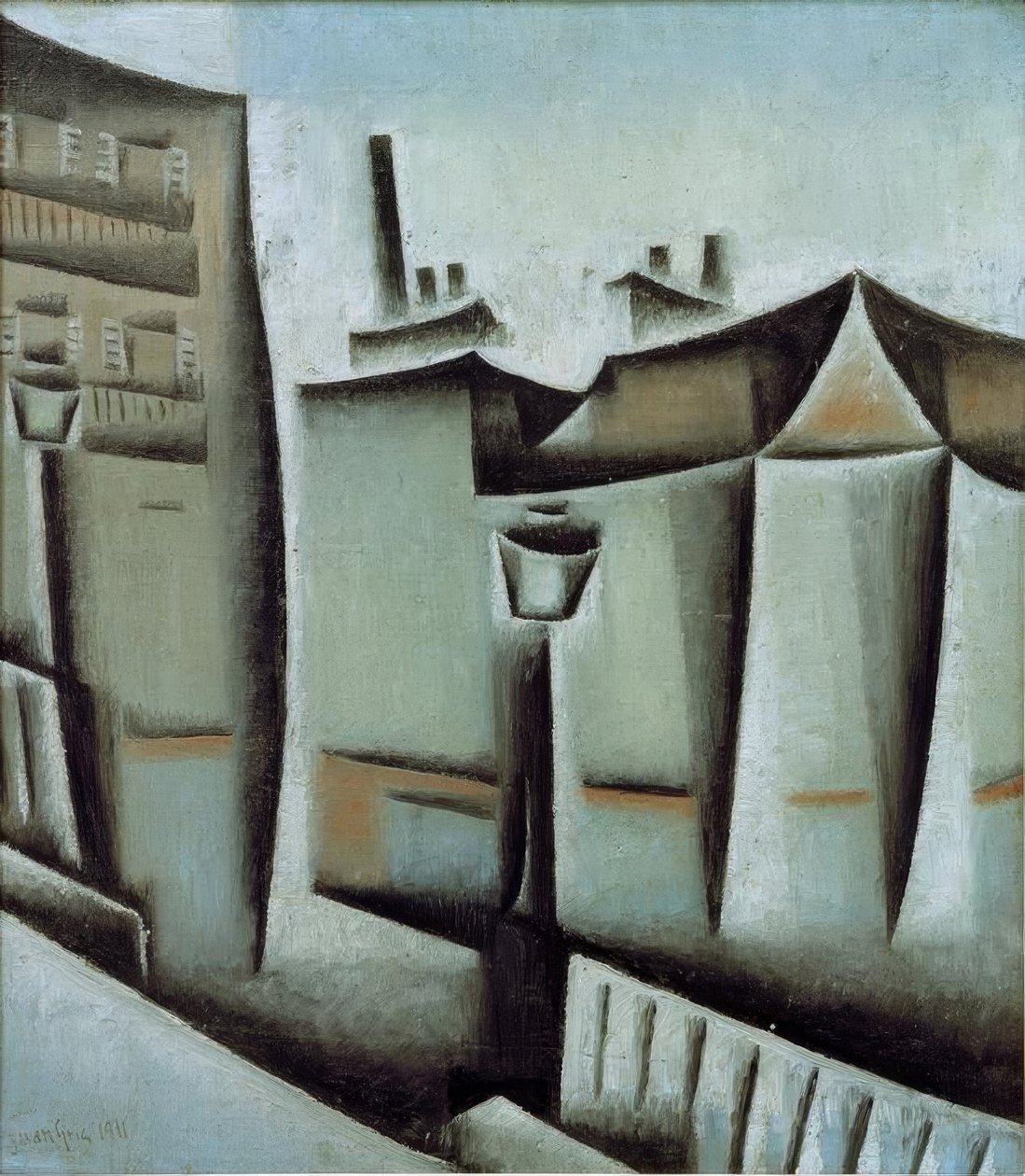 Huizen in Parijs door Juan Gris