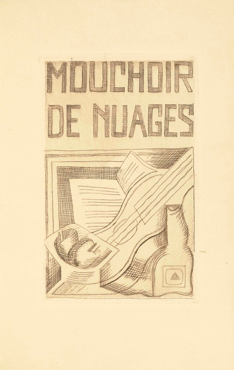 Titelpagina voor Mouchoir de Nuages door Tristan Tzara door Juan Gris