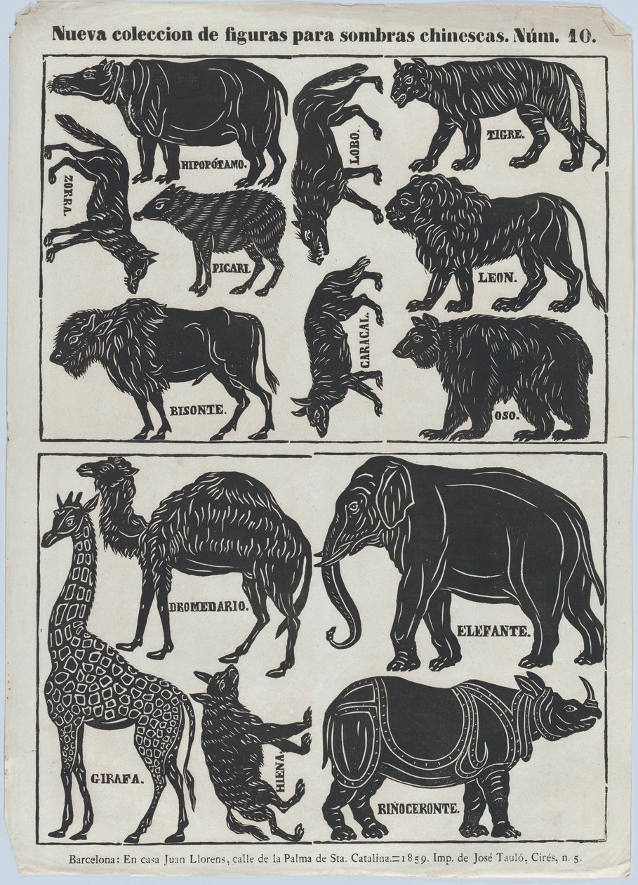 Blad 10 van figuren voor Chinese schaduwpoppen door Juan Llorens
