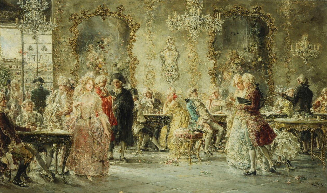 Elegante Figuren in een Parijse Café door Juan Pablo Salinas Tervel