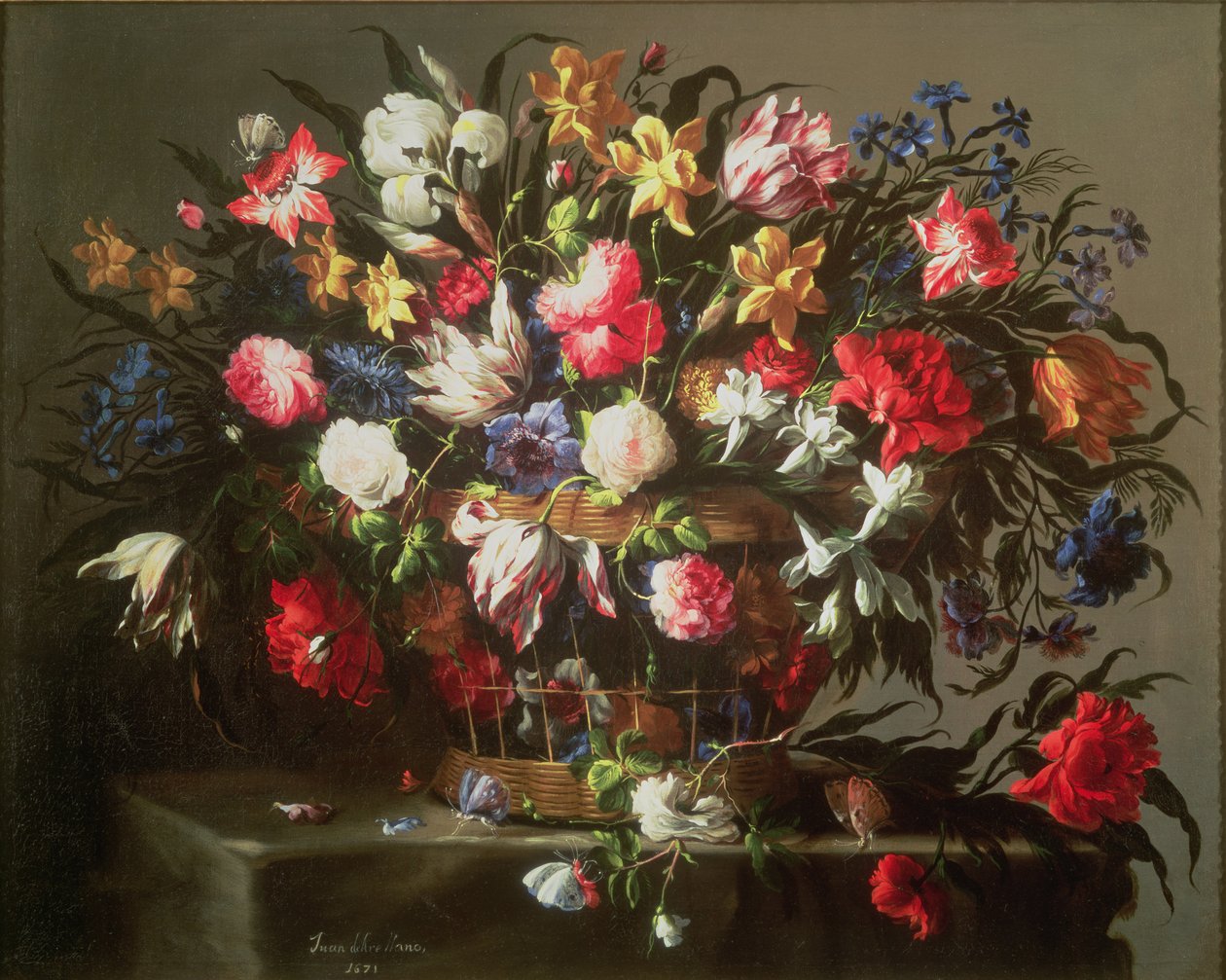 Mand met bloemen door Juan de Arellano