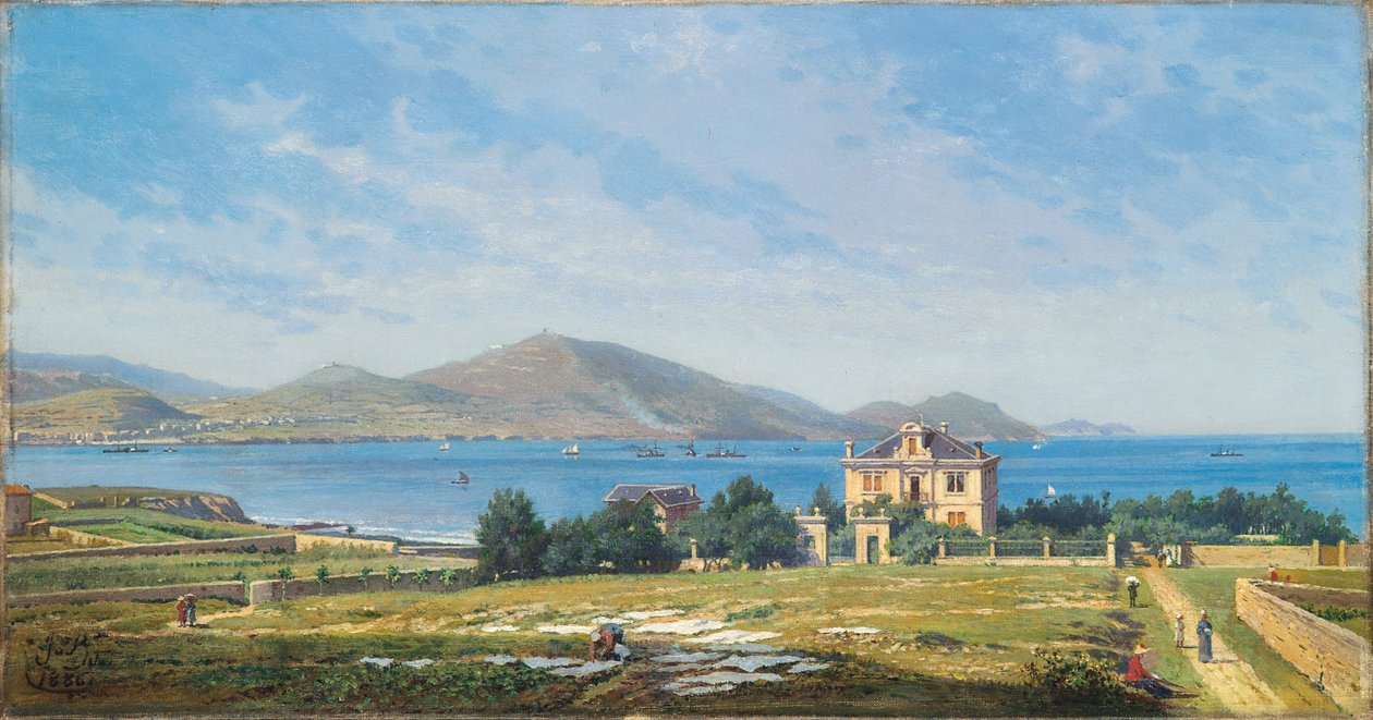 Uitzicht op El Abra, Bilbao, vanaf Algorta door Juan de Barroeta