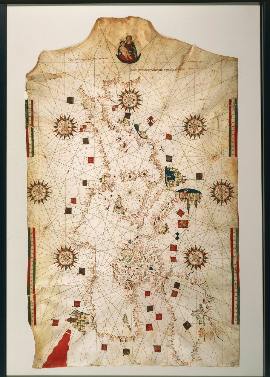 19e-eeuwse kopie van het nautische planisfeer door Juan de la Cosa door Juan de la Cosa