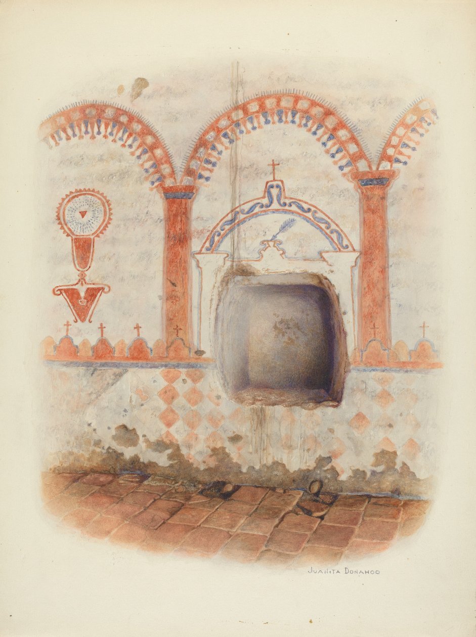 Muurschildering en Doopnis, c. 1941 door Juanita Donahoo