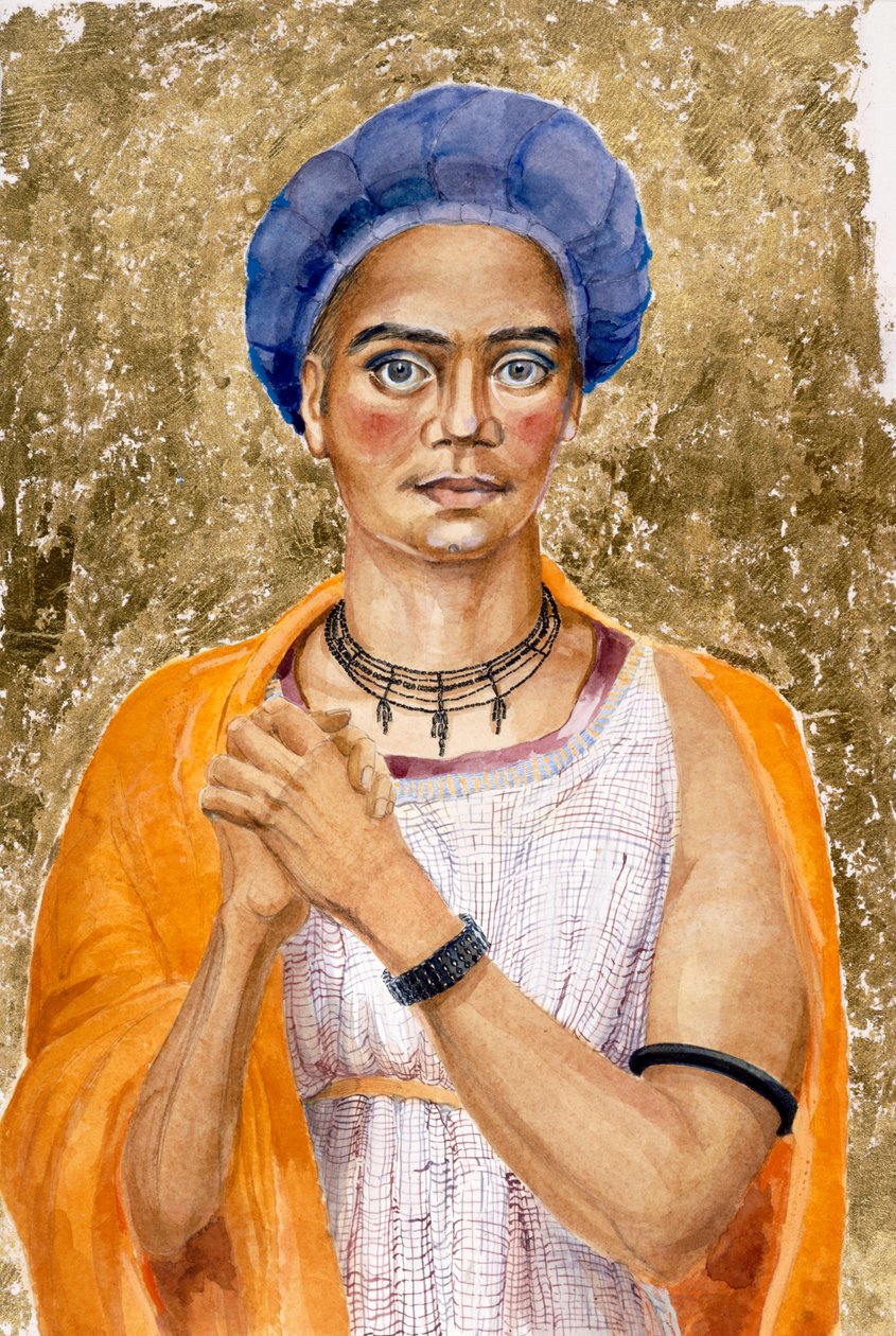 Een man afgebeeld als volgeling van Cybele-a-Gallus, laat Romeins (aquarel op papier) door Judith Dobie