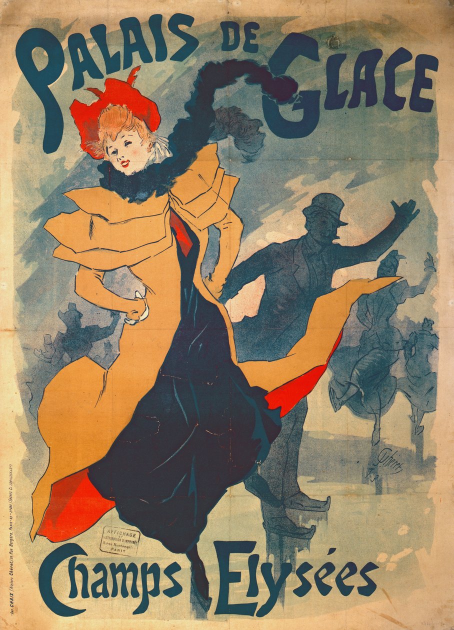 Poster die het Palais de Glace op de Champs Elysees adverteert door Jules Cheret