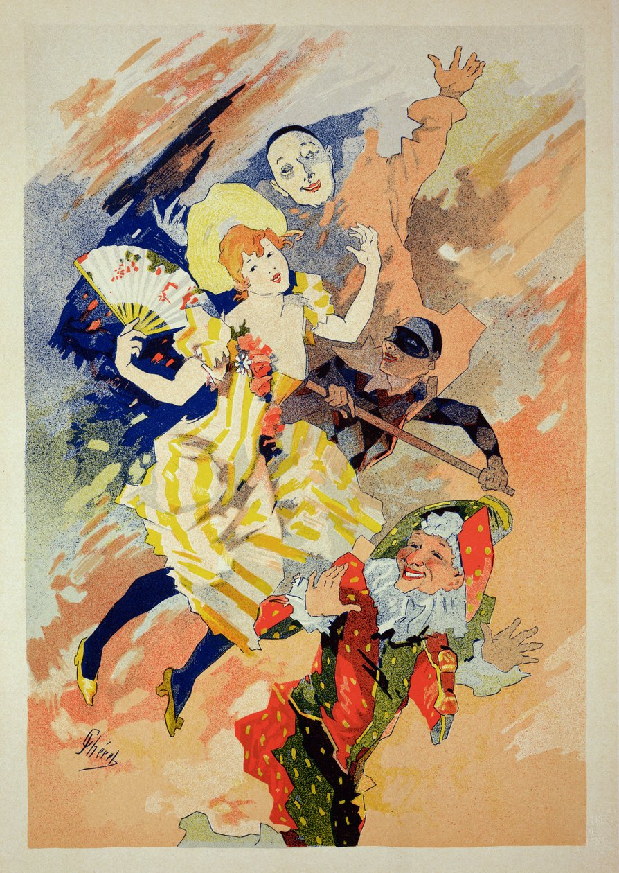 Reproductie van een poster voor een pantomime, 1891 door Jules Cheret