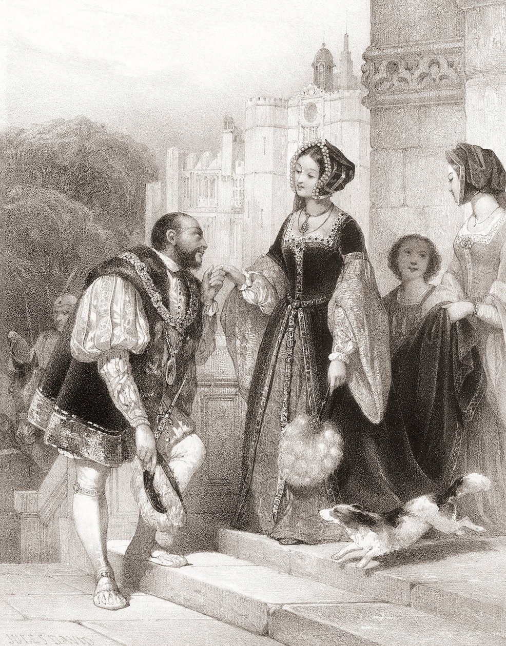 Koning Hendrik VIII van Engeland met Anne Boleyn door Jules (after) David