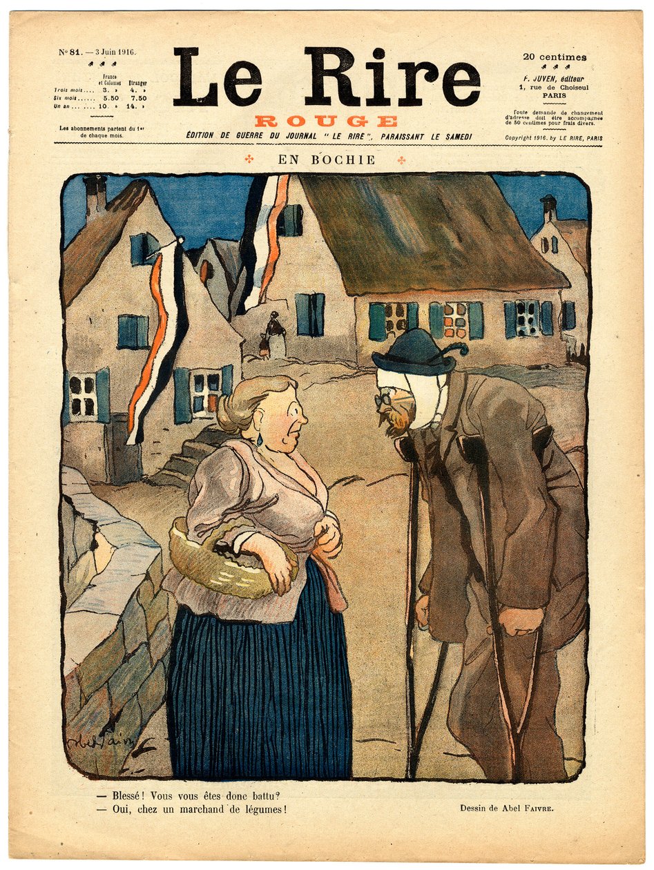 Omslag van The Red Laughter, Satirisch in kleuren door Jules Abel Faivre