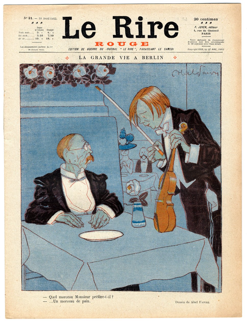Omslag van Le Rire Rouge, Satirisch in kleuren door Jules Abel Faivre